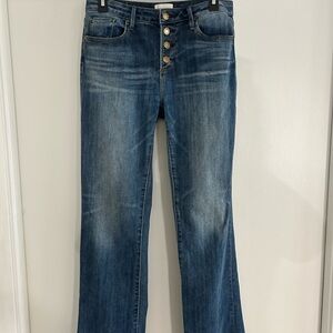 DRIFTWOOD Medium Blue Button-Up Flare Jeans